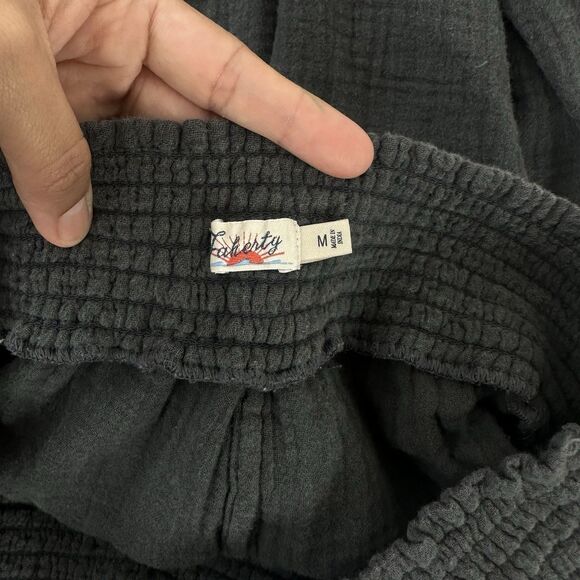 Faherty Dream 100% Organic Cotton Gauze Wide Leg Pants in Washed Black Women's M - Picture 9 of 11